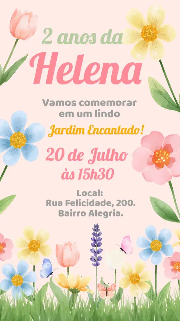 Enchanted Garden Floral Flowers Digital Invitation