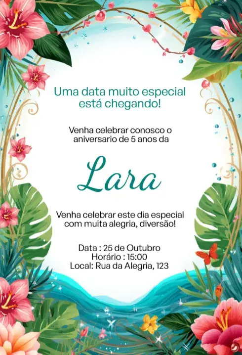 Invitación Digital Jardín Tropical Azul Editable