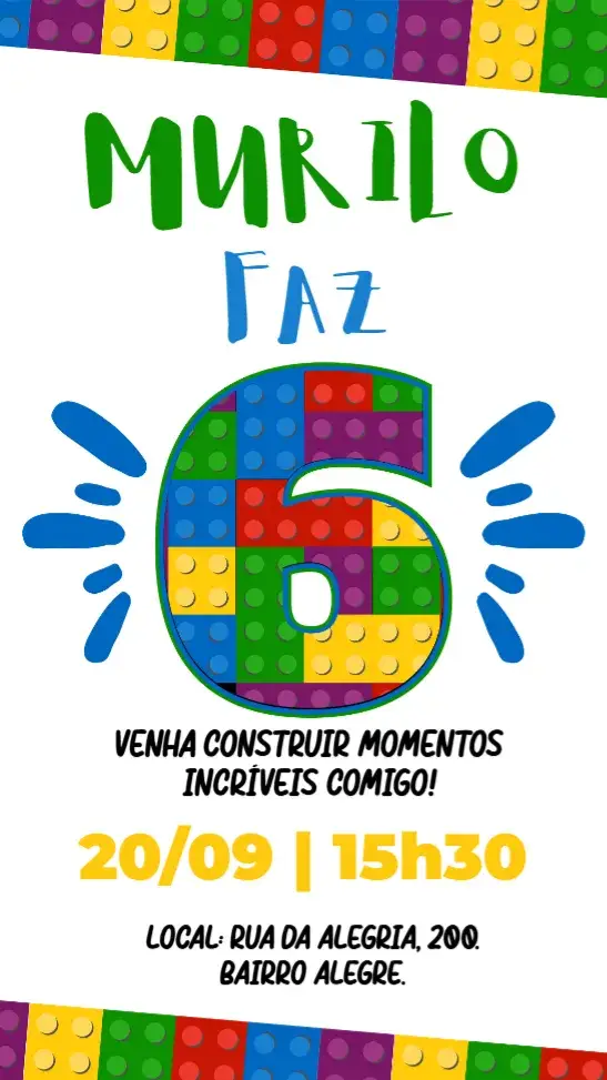 Digital Lego Building Blocks Invitation