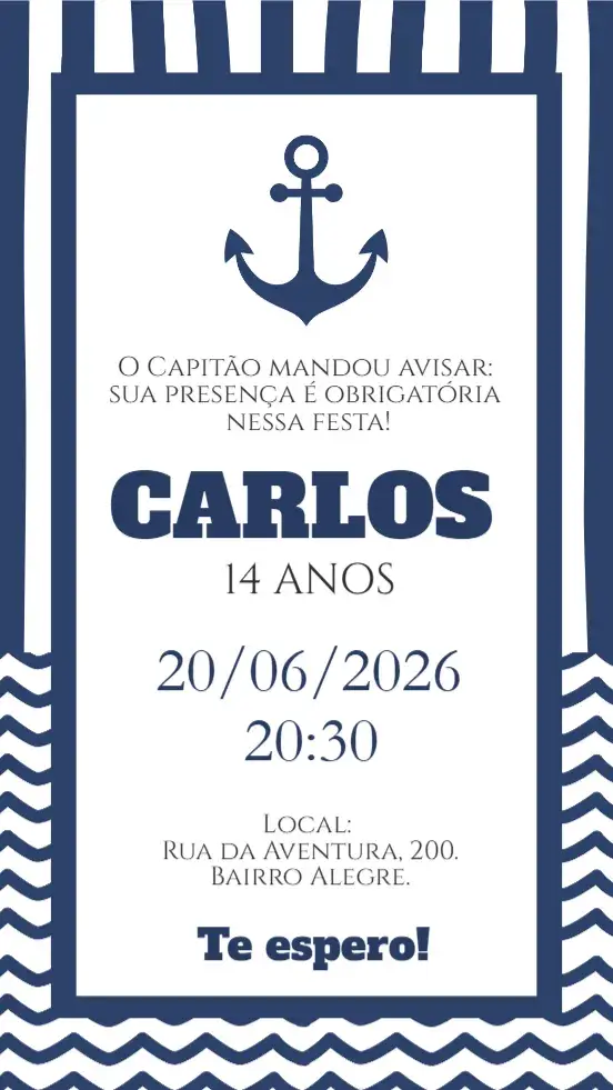Convite digital Marinheiro Naútico
