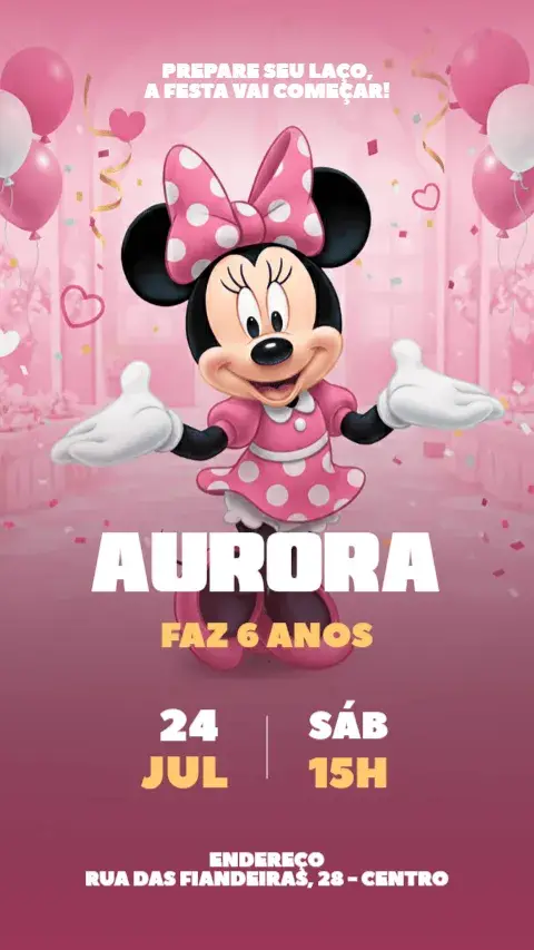 Convite Digital Minnie Mouse