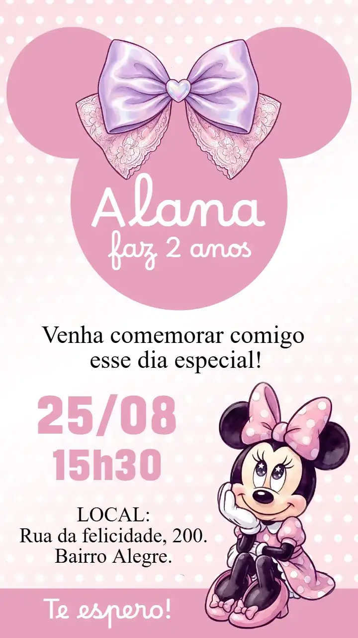 Pink Minnie Digital Invitation