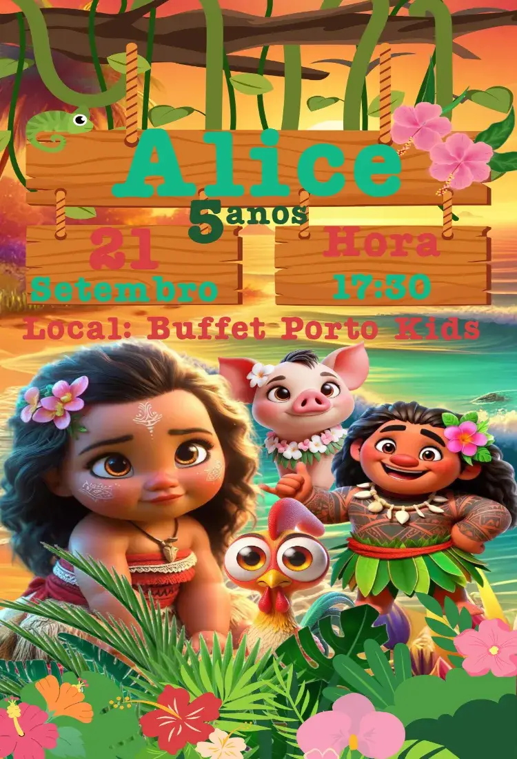 Convite Digital Moana Baby