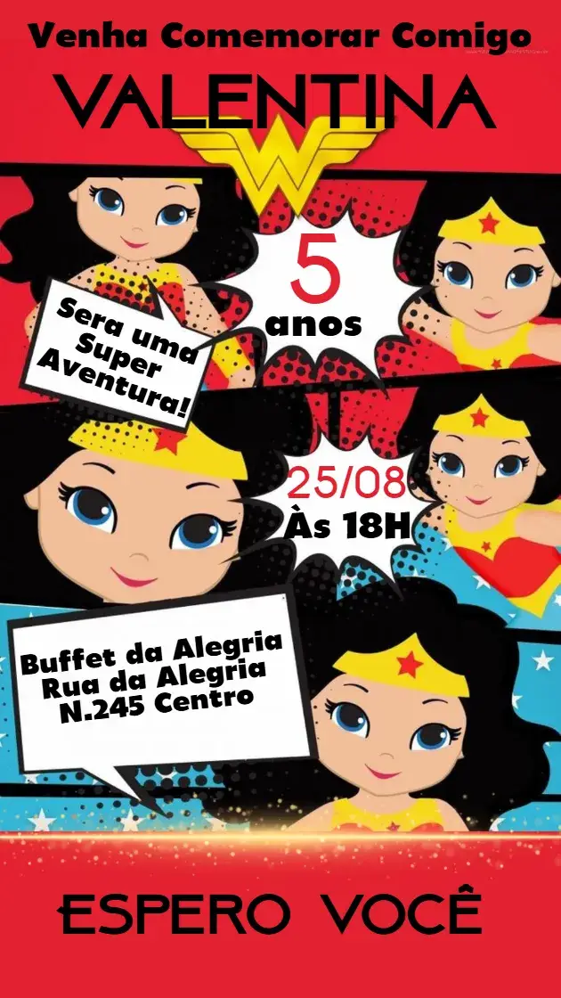 Convite Digital Mulher Maravilha