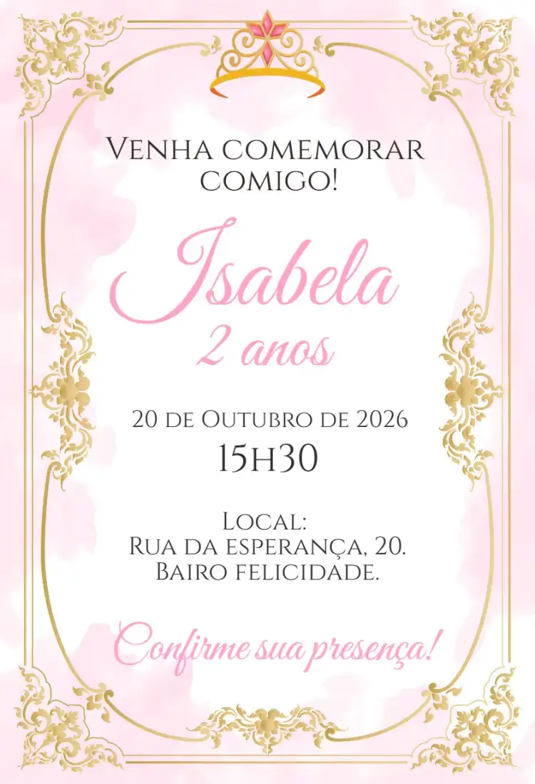 Invitación digital princesa realeza