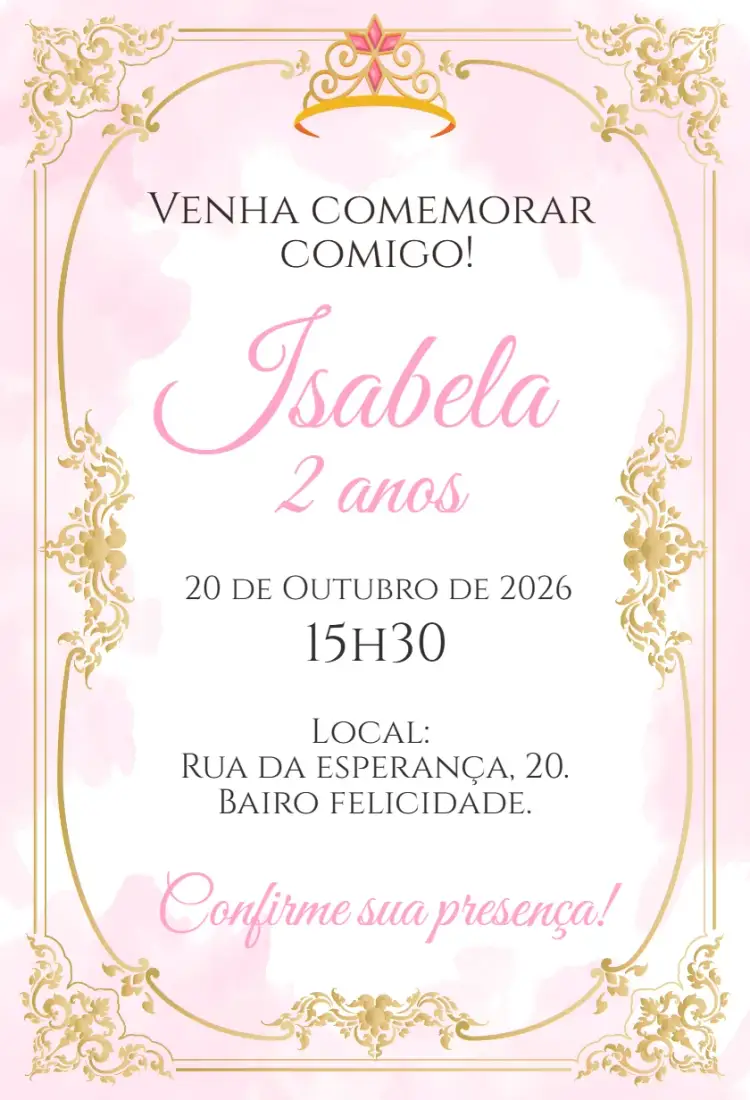 Digital Princess Royalty Invitation