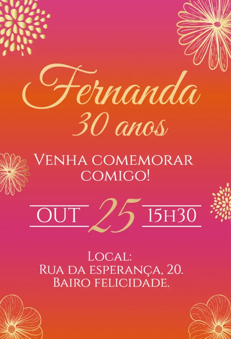 Invite Pink and Gold Digital Invitation editable and customizable