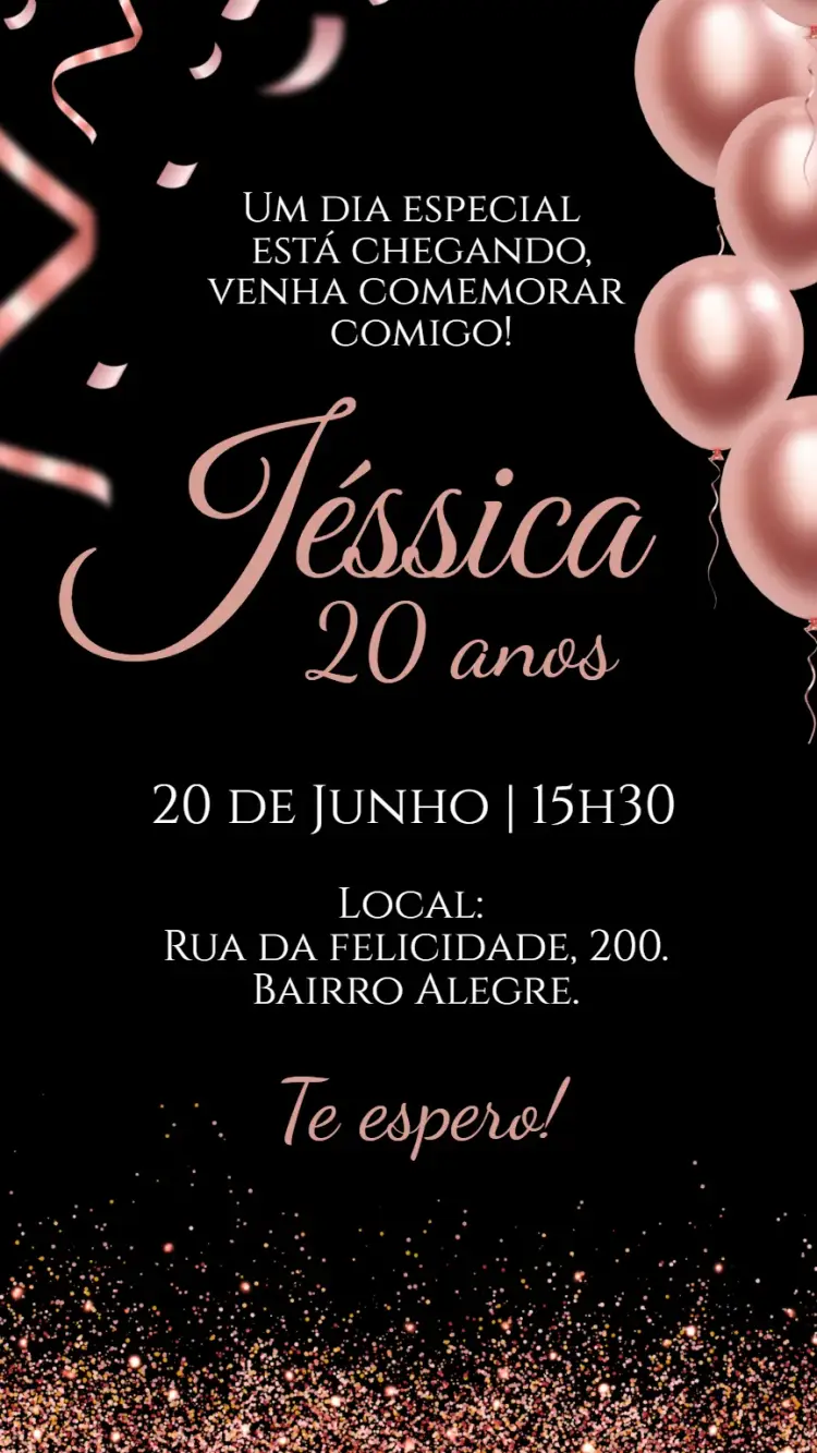 Invite Rose Gold Digital Invitation editable and customizable