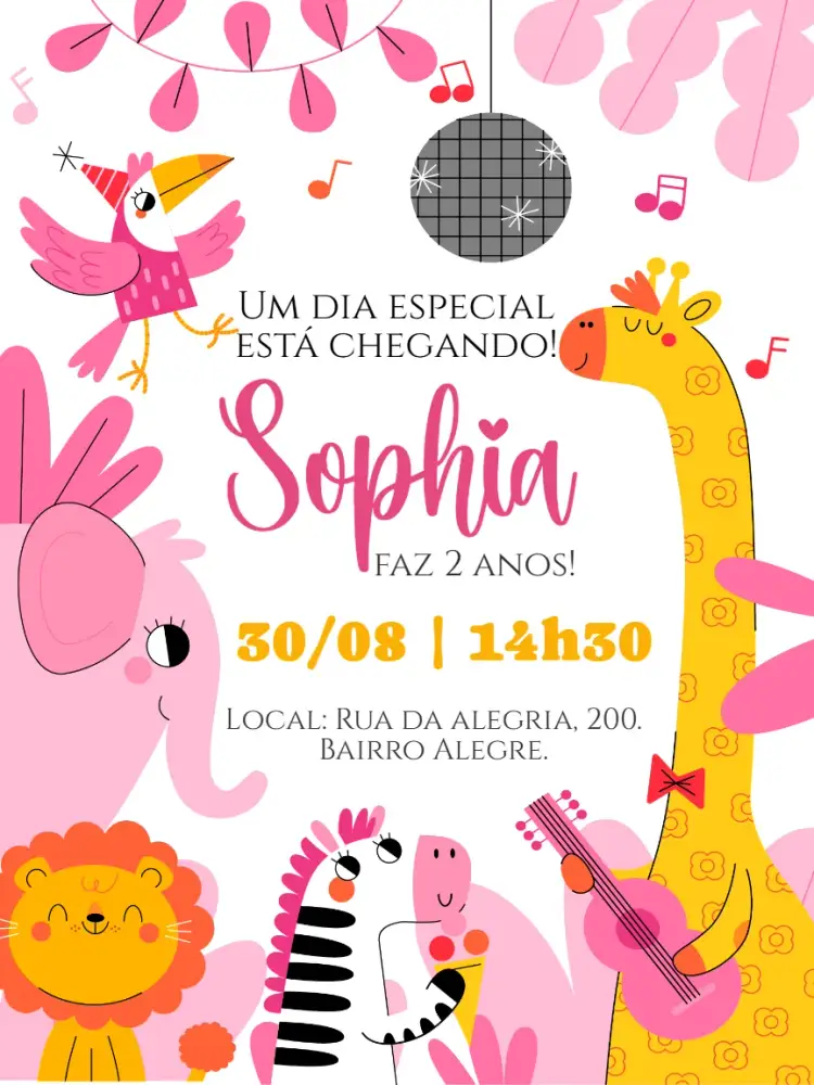 Pink Safari Digital Invitation