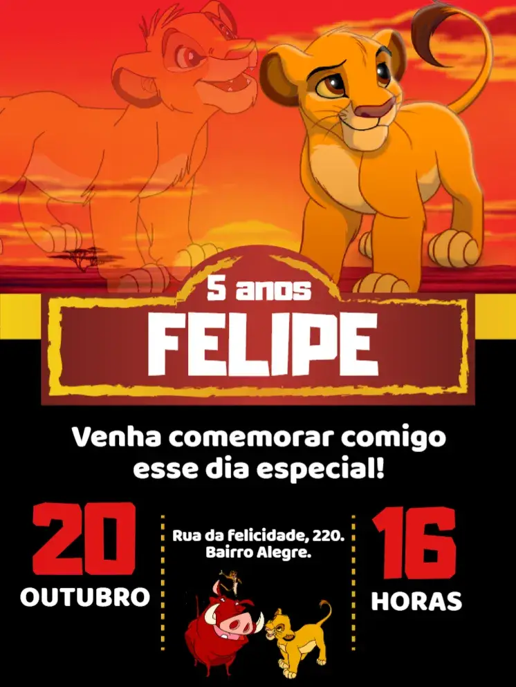 Digital Invitation Simba Lion King