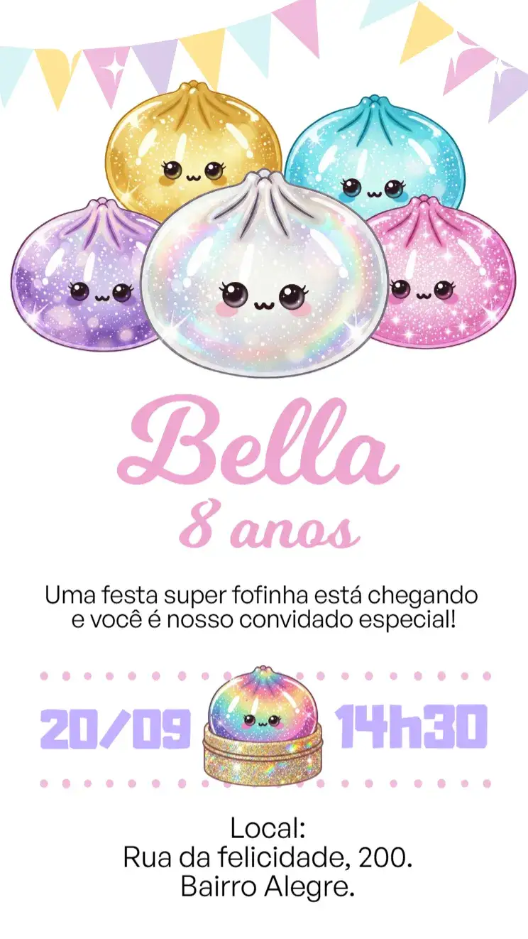 Invitación Invitación digital Squishy – tema Cumpleaños Infantil colorido, brillante, divertido, moderno, infantil, lúdico