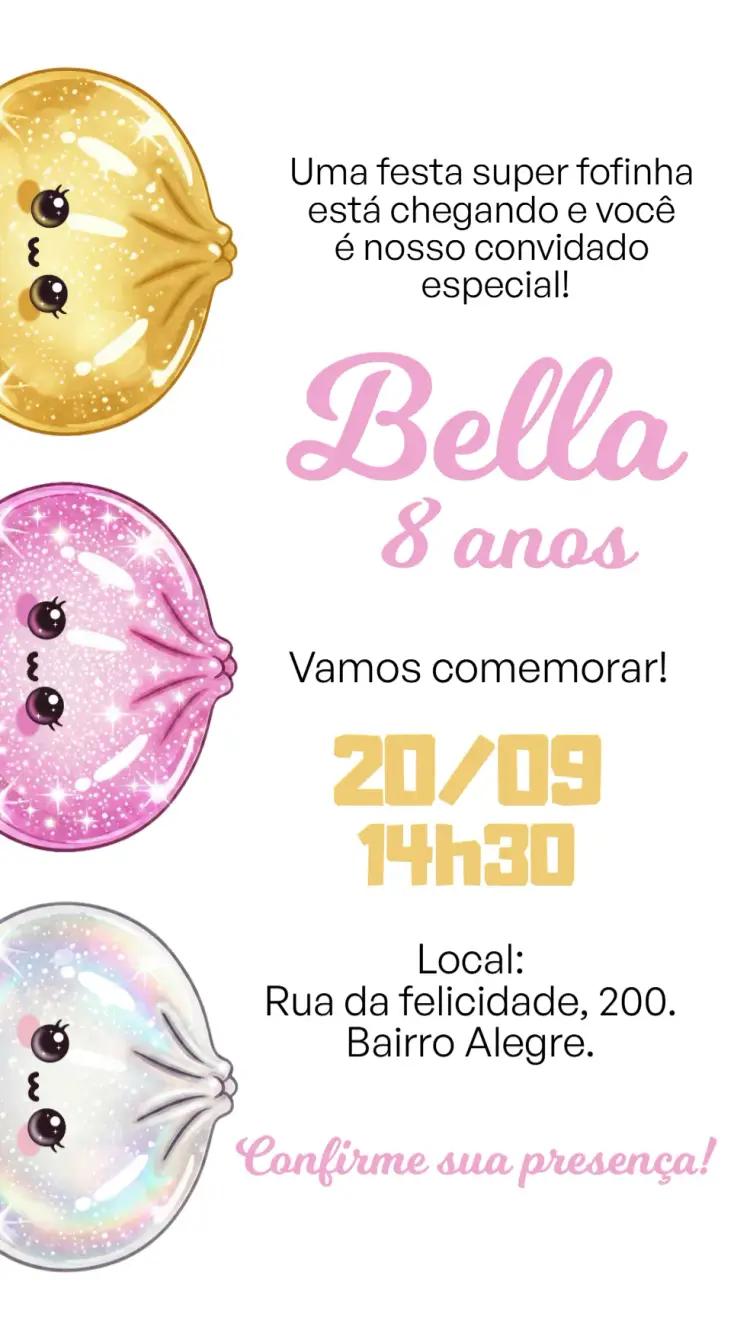Squishy dumpling digital invitation