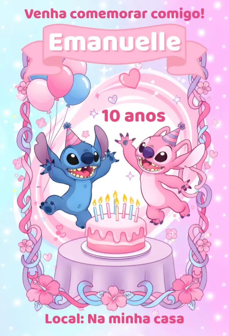 Convite digital stitch e angel