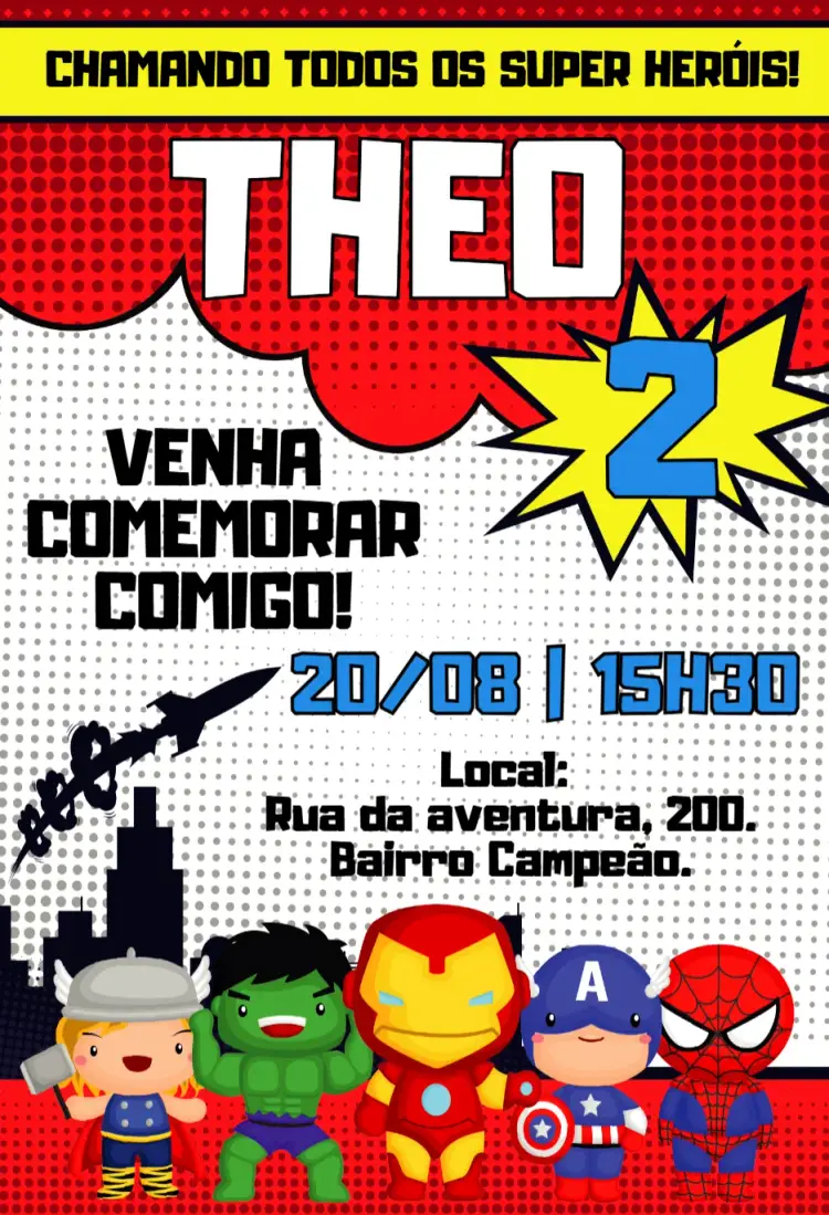 Digital Avengers Superheroes Invitation