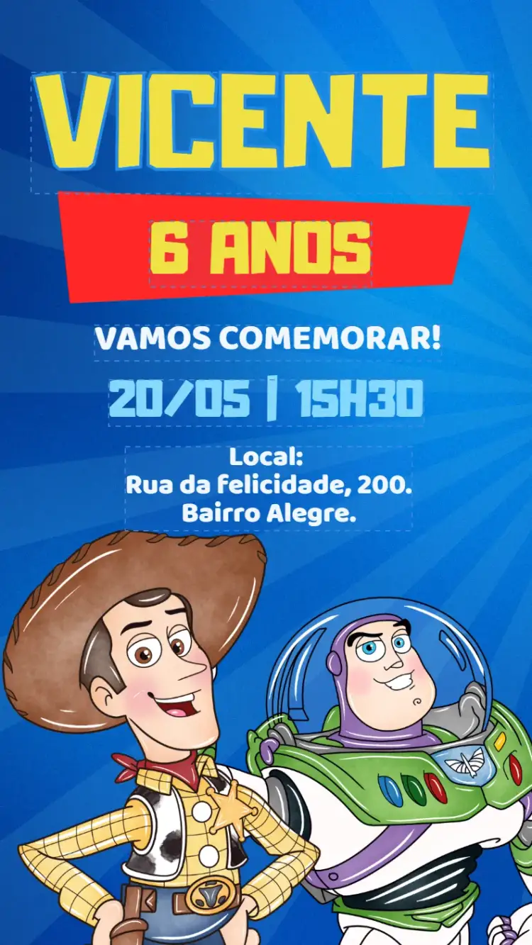Invitation Digital Invitation Toy Story – Kids' Birthday Party theme colorful, fun, childish, themed, adventurous