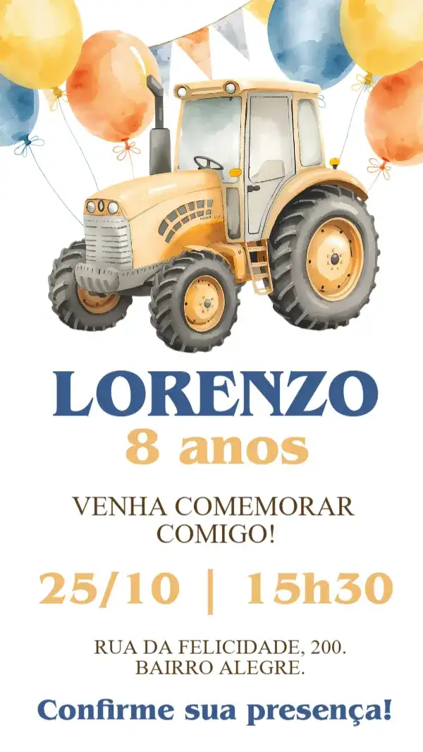 Invitación digital tractor construcción