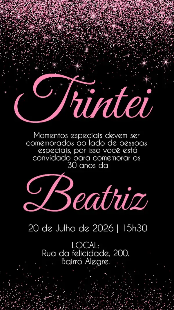 Invite Digital Invitation Thirtieth Pink editable and customizable