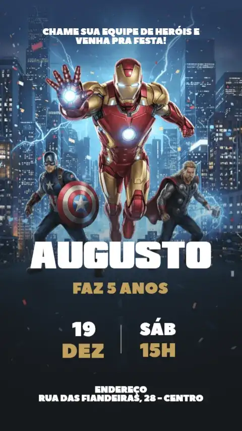 Convite Digital Vingadores