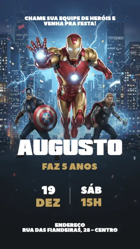 Convite Digital Vingadores