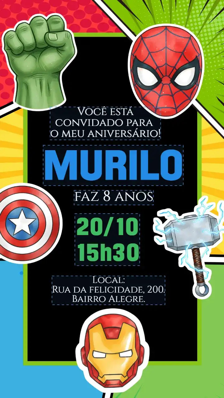 Invitación digital Vengadores Super Héroes