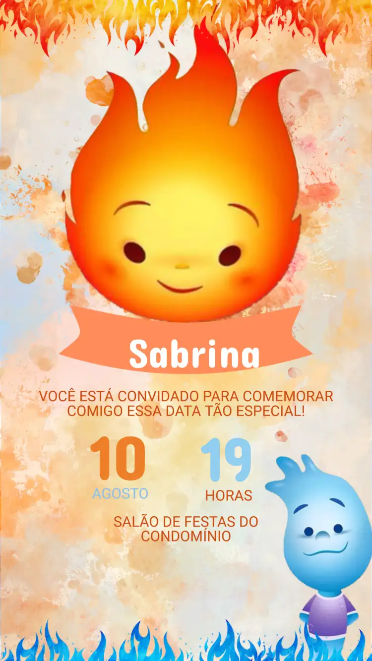 Convite Diigital Aniversário Elementos elemental
