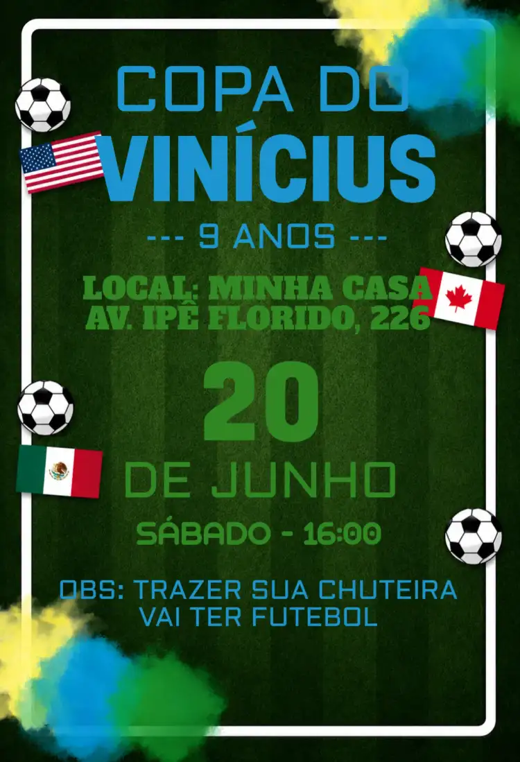 Convite editável copa do mundo FIFA