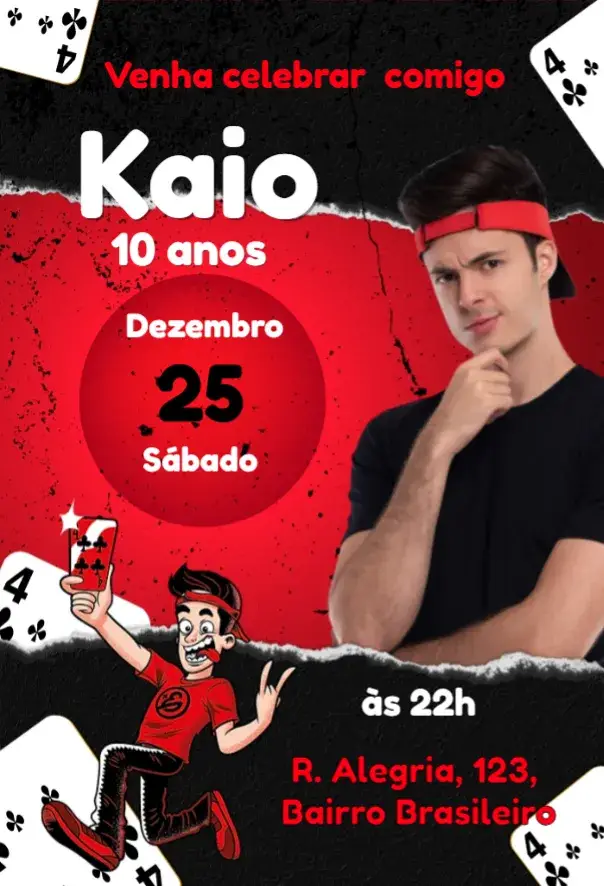 Red and Black Enaldinho Invitation