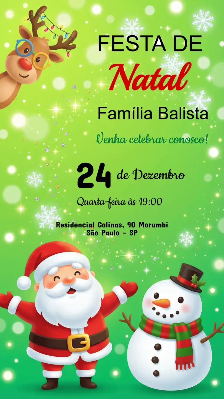 Convite Convite festa de Natal – tema Datas Comemorativas colorido, festivo, tradicional, vintage, minimalista, moderno