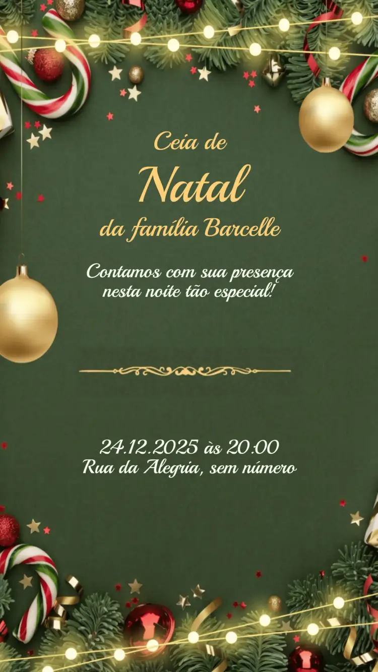 Convite Convite festa de Natal – tema Datas Comemorativas festivo, colorido, clássico, vintage, minimalista