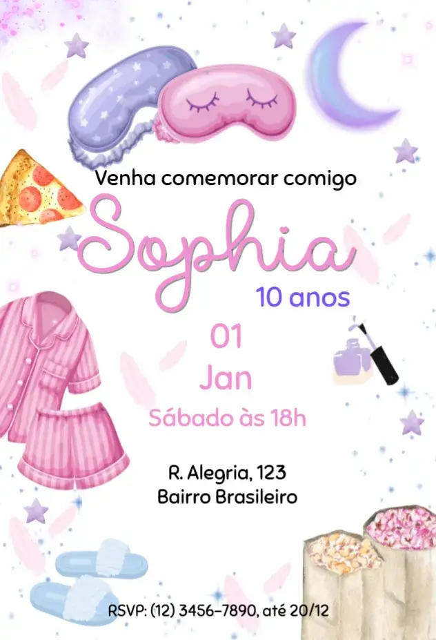 Slumber Party Invitation for Girls