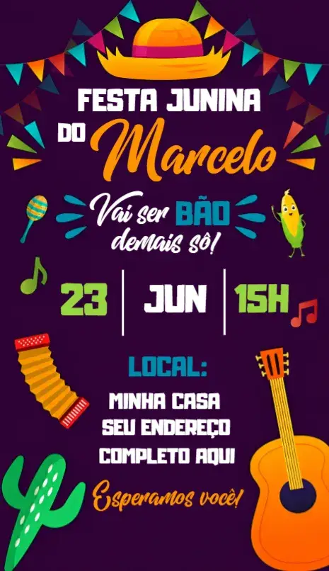 Invite Invitation June Party Saint John Arraiá editable and customizable