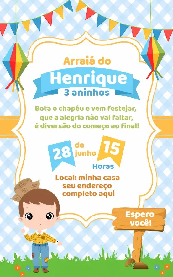 Invite Invitation Boy's June Party editable and customizable