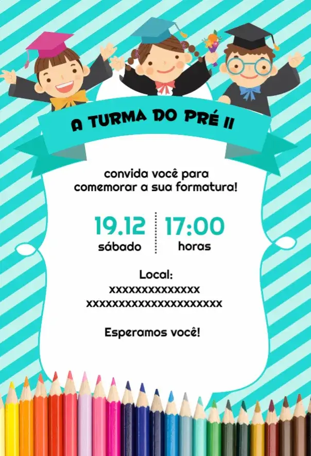Invitación Invitación Graduación Infantil ABC – tema Graduación colorido, lúdico, moderno, alegre, divertido, infantil