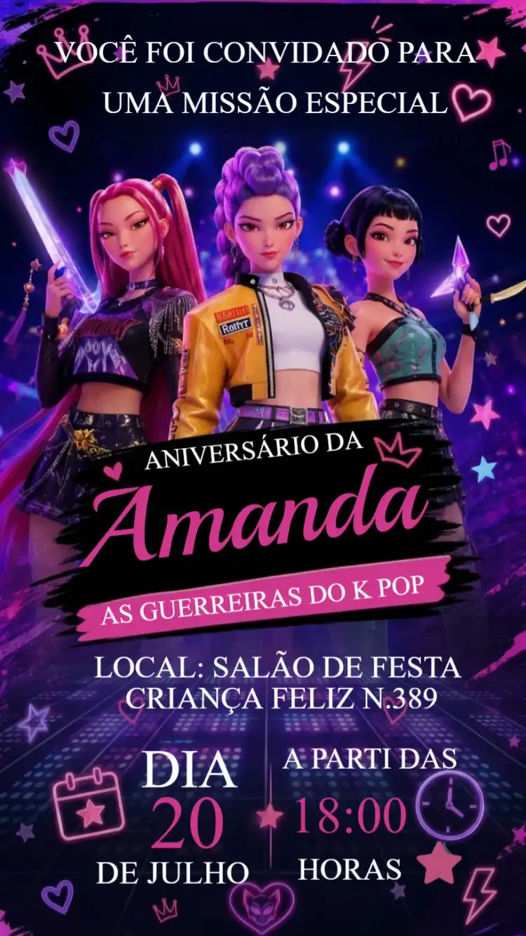 Convite Guerreiras do K-Pop