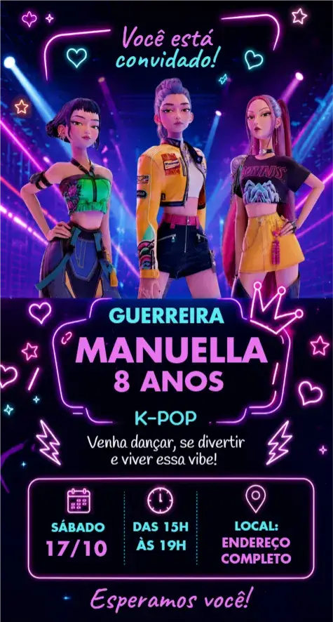 Invite Warriors of Kpop Invitation editable and customizable
