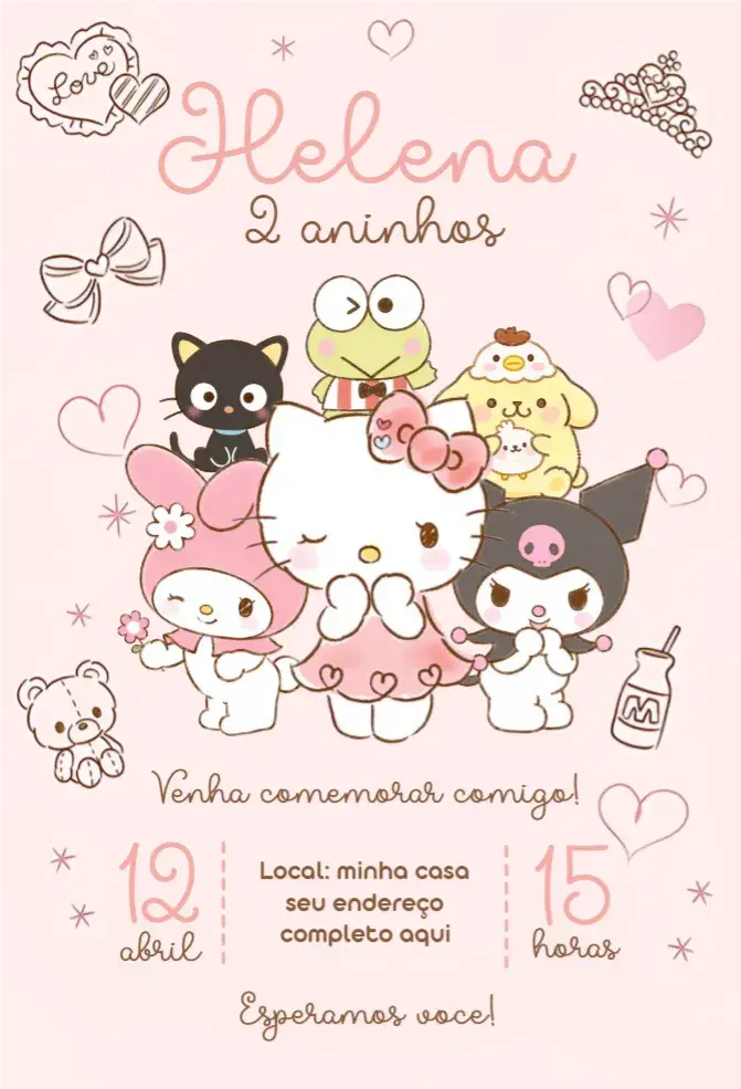Invite Hello Kitty Invitation editable and customizable