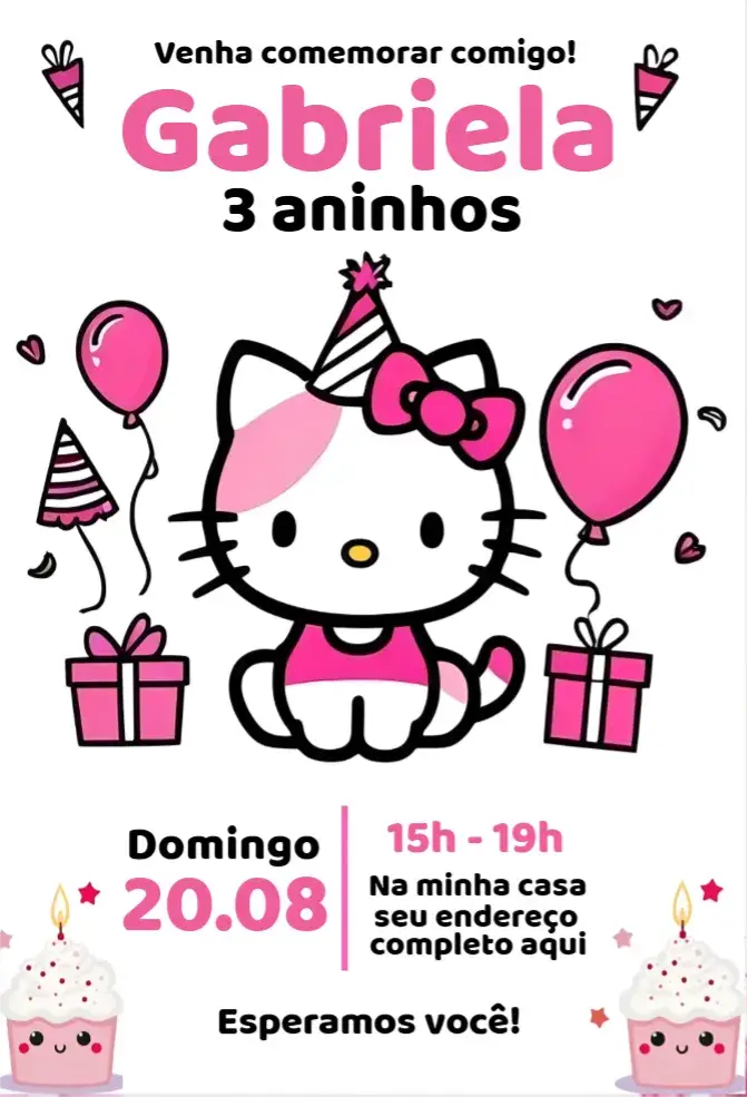 Invite Hello Kitty Invitation editable and customizable