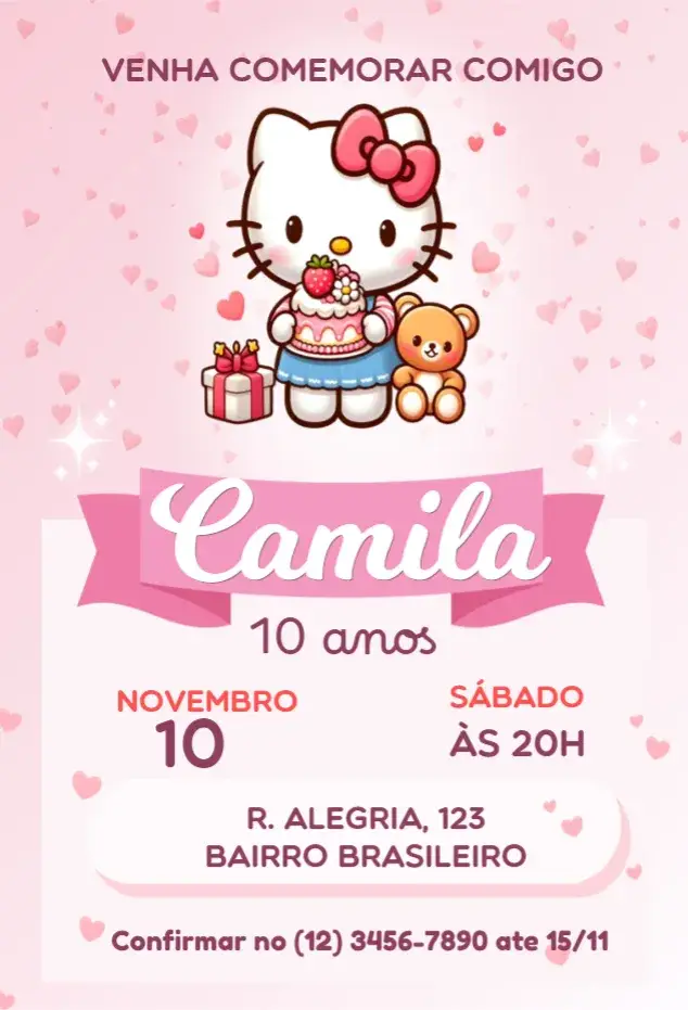 Hello Kitty Cake Invitation