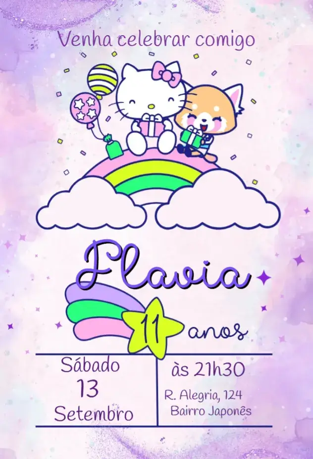 Hello Kitty and Little Fox Invitation