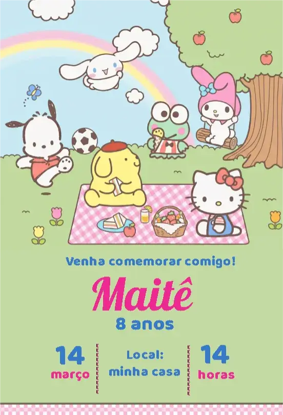 Convite Hello Kitty Piquenique