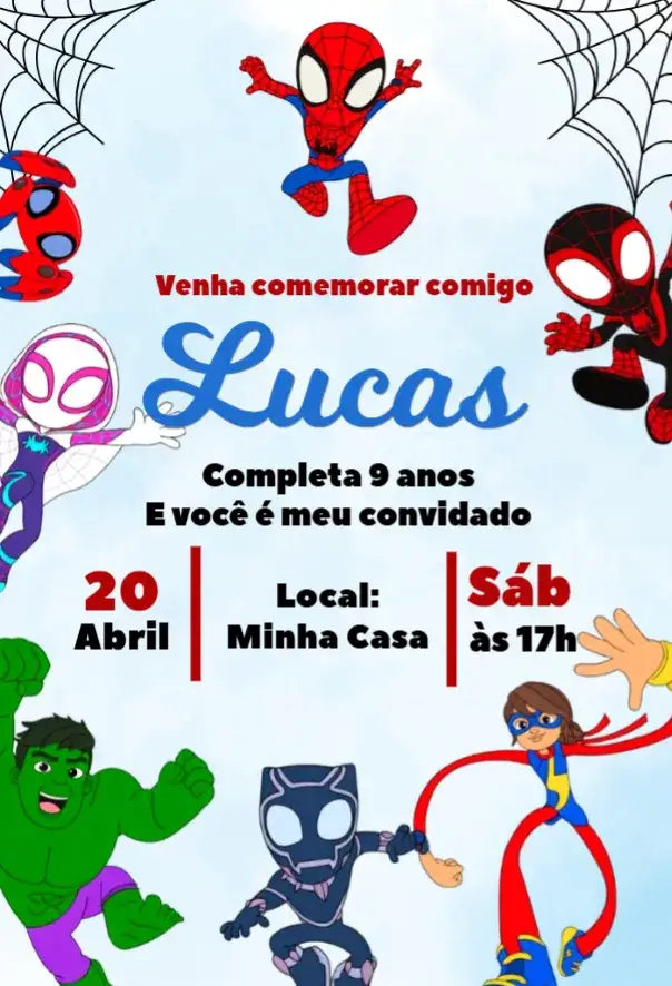 Invitation Spider-Man Cute Invitation – Kids' Birthday Party theme colorful, fun, superhero-themed, modern, playful