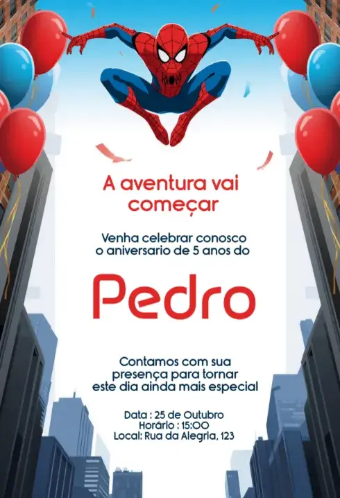 Editable Spider-Man Invitation for Digital Children's Birthday