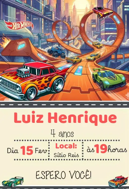 Convite Convite Hotwells – tema Aniversário Infantil colorido, divertido, lúdico, moderno, temático