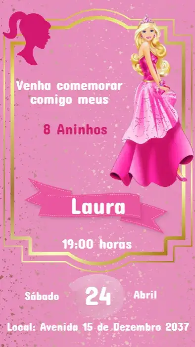 Convite Convite Infantil Barbie Fashion Girl - Festa Rosa – tema Aniversário Infantil rosa, moderno, fashion, infantil, divertido