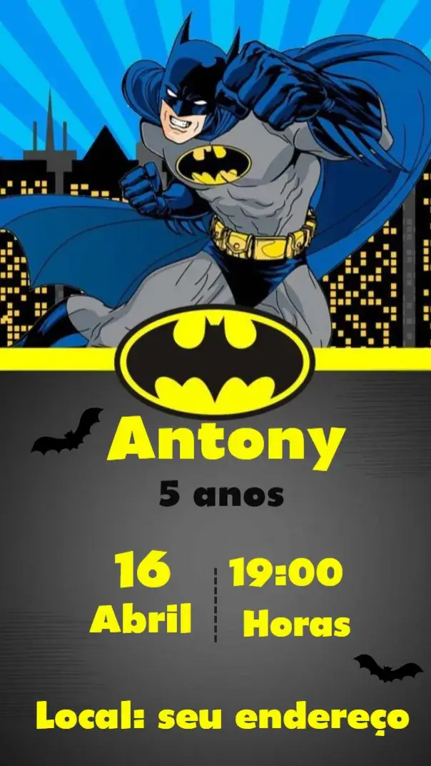 Convite infantil - BATMAN
