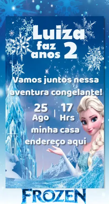 Convite Infantil Frozen Digital