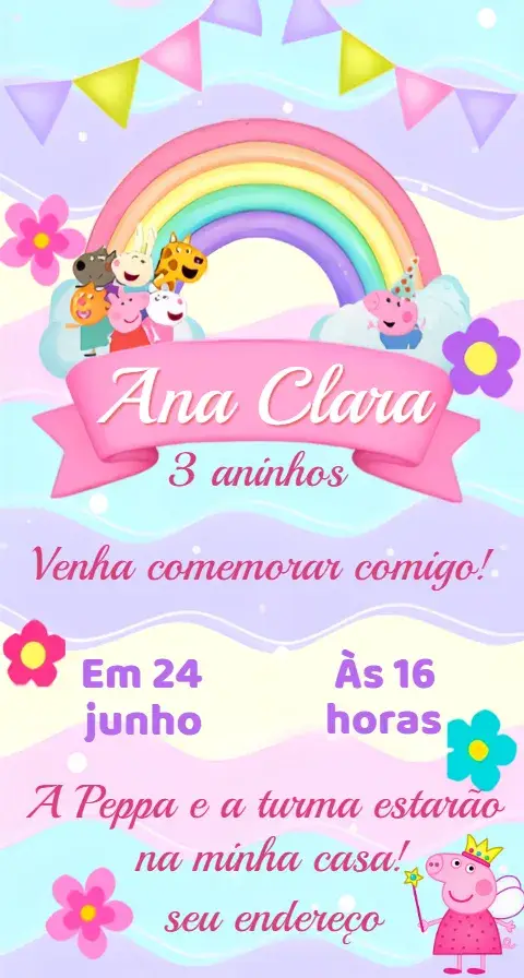 Convite Infantil Peppa Pig Digital