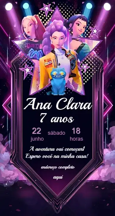 Invite Digital K-Pop Warriors Invitation editable and customizable