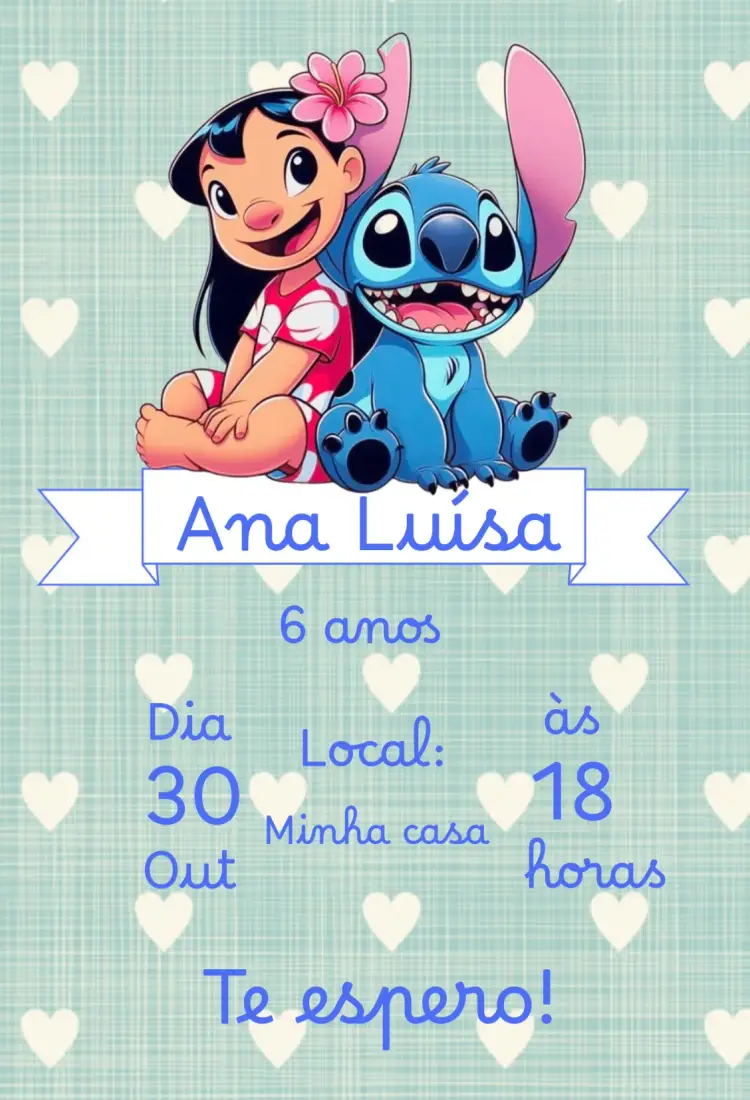 Convite Lilo e Stitch