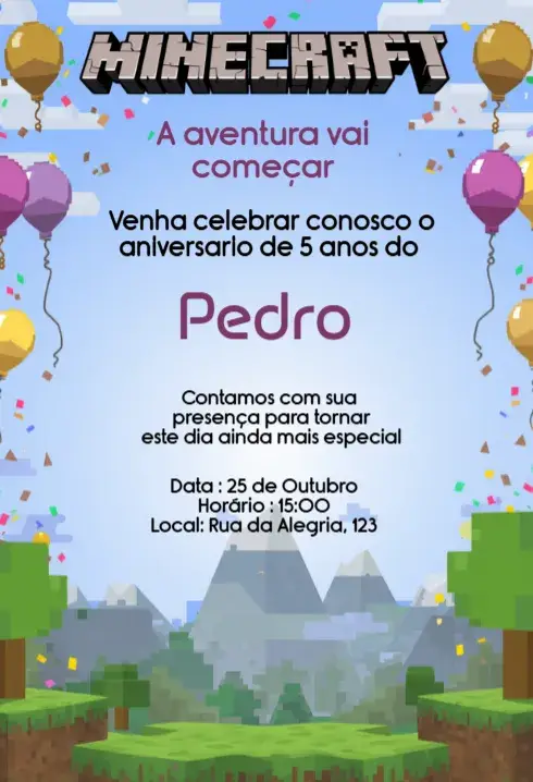 Invitación Invitación Minecraft Cumpleaños Infantil Digital Editable editable y personalizable